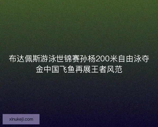 布达佩斯游泳世锦赛孙杨200米自由泳夺金中国飞鱼再展王者风范