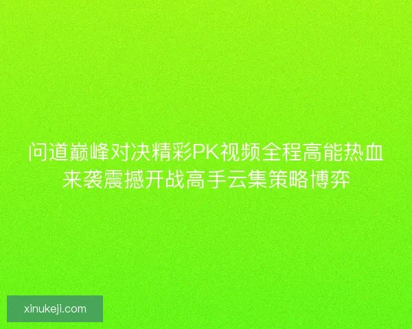 问道巅峰对决精彩PK视频全程高能热血来袭震撼开战高手云集策略博弈