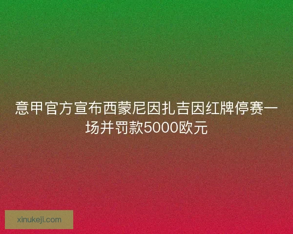 意甲官方宣布西蒙尼因扎吉因红牌停赛一场并罚款5000欧元